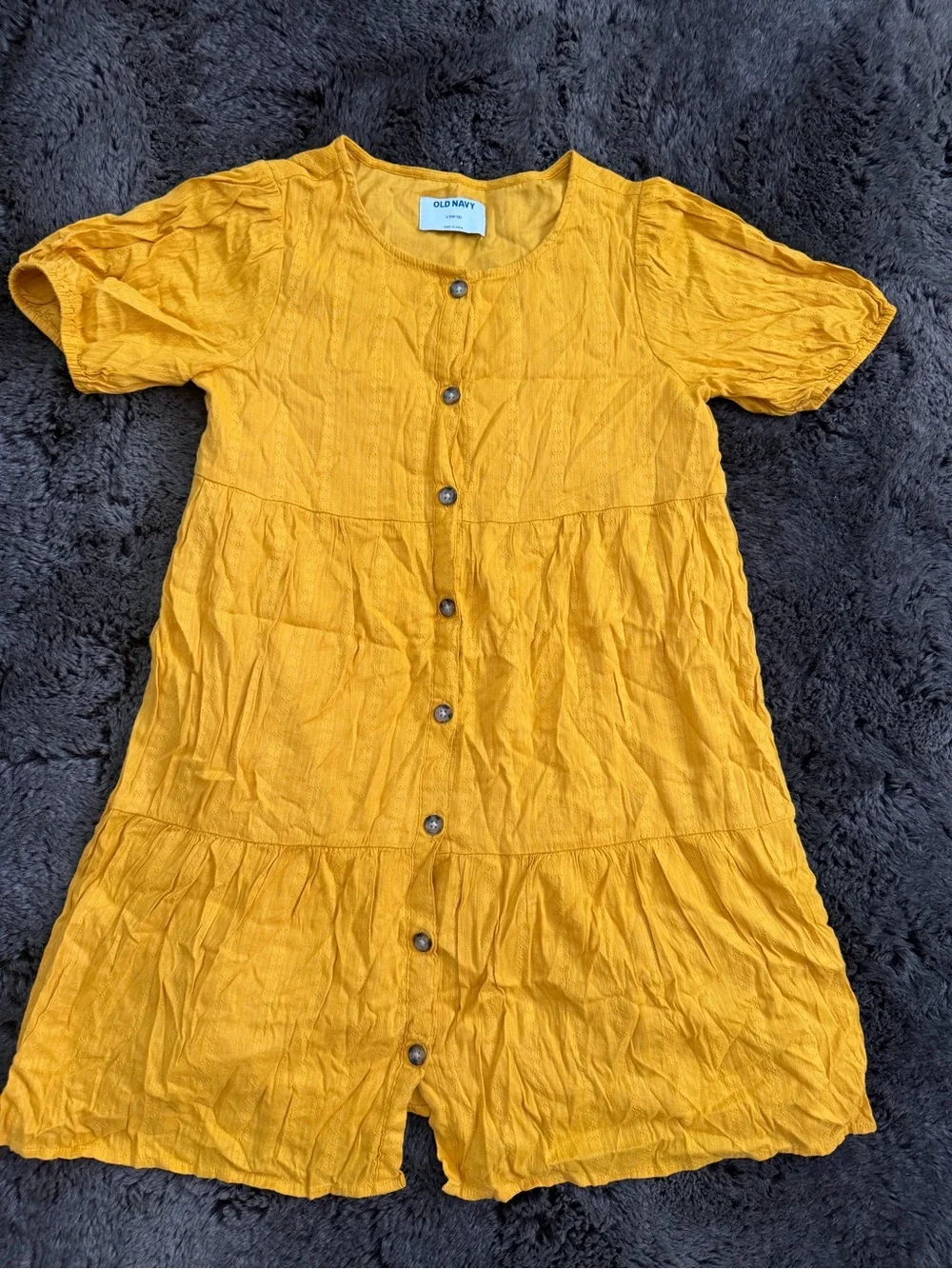 Old Navy Yellow Button-Front Eyelet Girls' Dress Size L 10/12